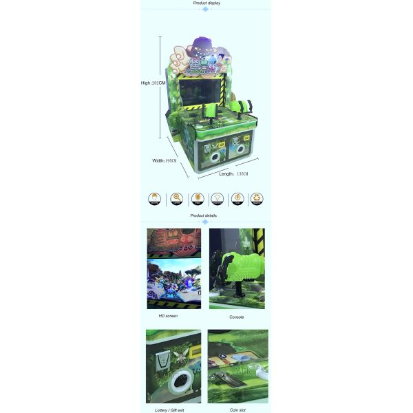 The Monster Comes Gun Shooting Push Coin Game Machine / Video Game Vending Machine