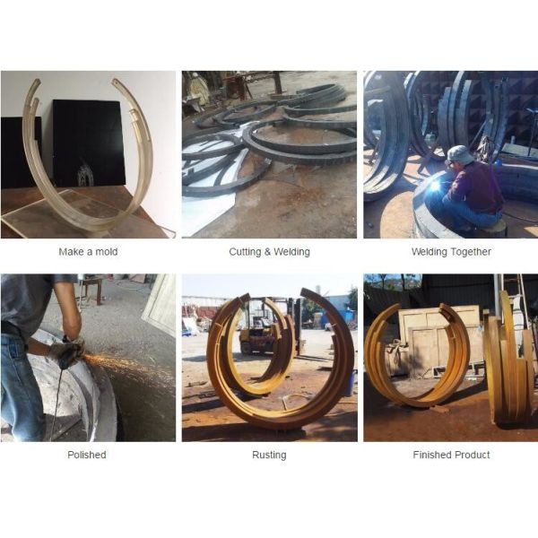 Polygon Custom Design Corten Steel Sculpture , Rusty Garden Sculptures For Decoration