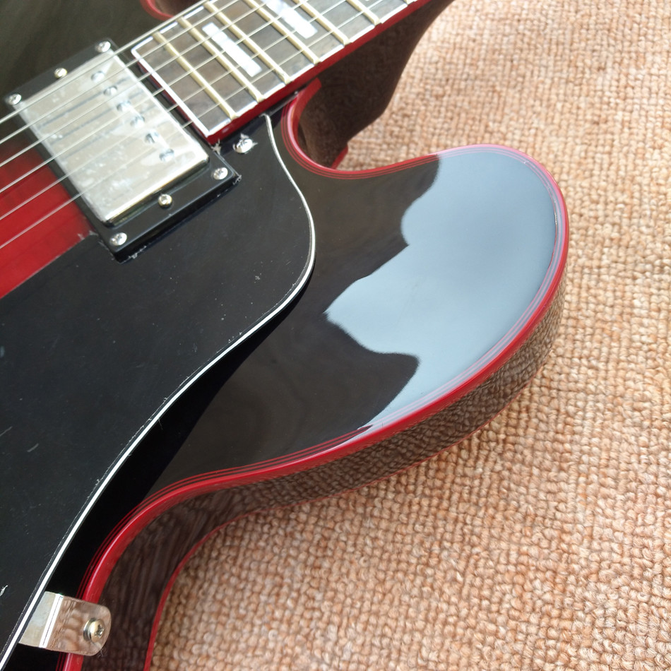 New high quality hollow body jazz 335 electric guitar, Maple top & back Dual tone output electric guitar, free shipping