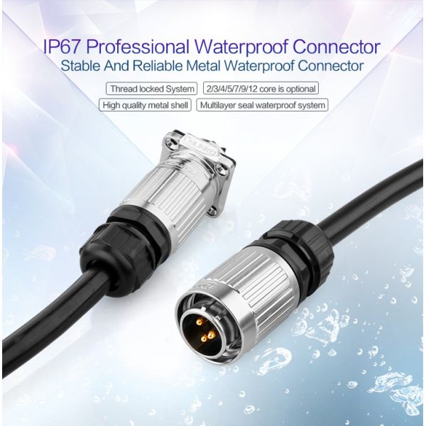 110V electrical Plug Socket Waterproof Connector Power Cord 3 Pin Metal Screw Connector