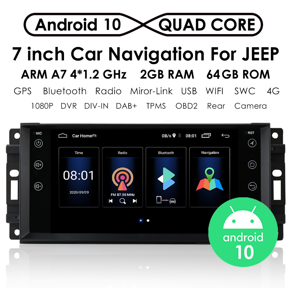 2 32G 7" GPS Navigation Multimedia for Jeep Grand Cherokee Dodge Ram Android Car Radio DVD Player