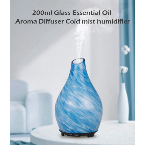 Ultrasonic Art Glass Colour Changing Aroma Diffuser , ROHS 200ml Room Scent Diffuser