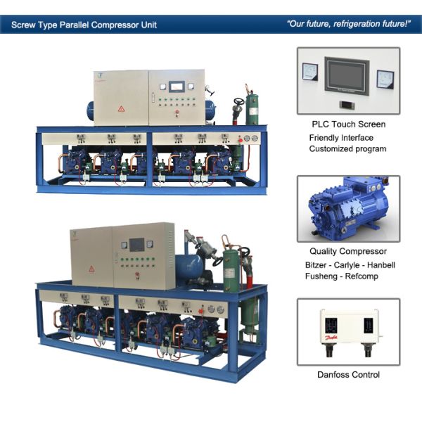 Cattle Meat Cooling Condensing Units Parallel Compressor Racks