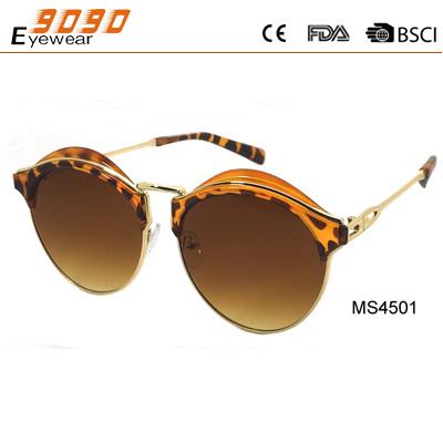 Women's round sunglasses with metal frame, special retro design stylish, UV 400