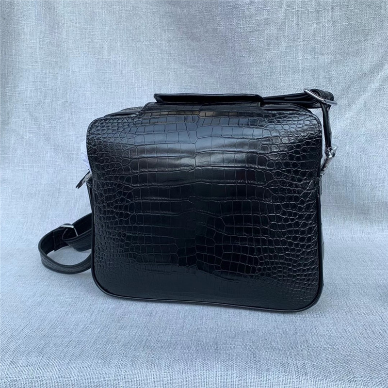 Exotic Real Alligator Skin Men Single Shoulder Bag Authentic Real Crocodile Leather Satchels Purse Male Messenger Bag