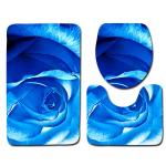 Rose Pattern Toilet Mat Set Polyester Fiber Toilet Lid Cover Set
