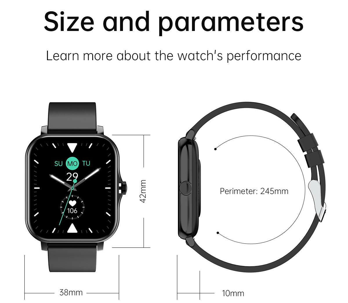 1.75 Inch Smart Bracelet Watch Large Dispaly IP67 Waterproof Exercise Tracking For Men