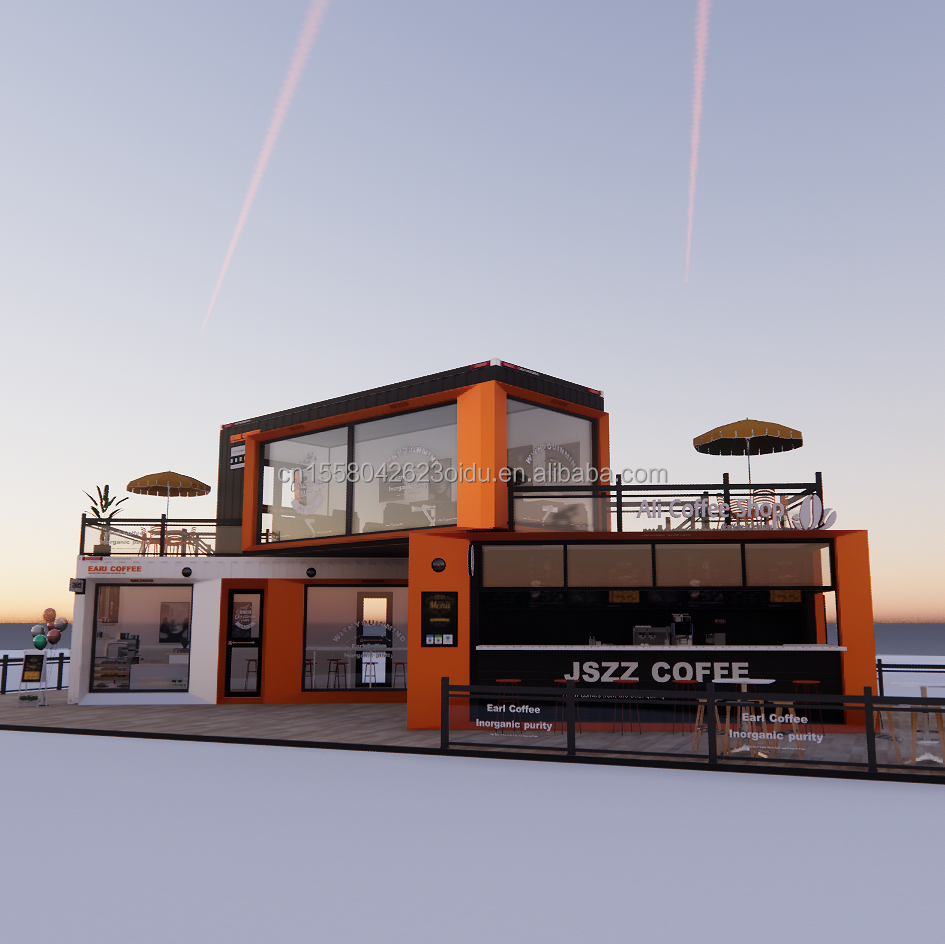 Modified Shipping Container Shop House Container Coffee Shop with Galvanized Steel Square Tubes