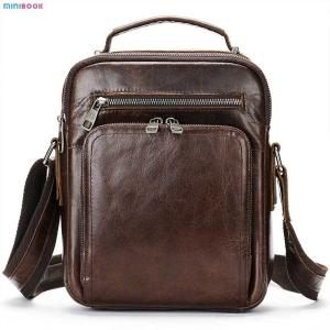 Wholesale Retro Style Men's Messenger Bag in Brown Cowhide Leather for Chic and Functional Carry from china suppliers