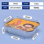 Customized Aluminum Foil Lunch Box 195d 900ml 195*145*55mm