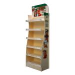 5-Tier Free-Standing Wooden Display Rack Custom Brand Graphic For Retail Shop