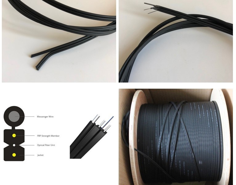 G652D G657a1 A2 Flat Optical Cable 1-12 Core Fiber Optic Drop Cable