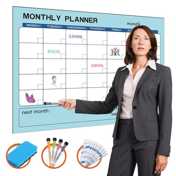 Erasable Print Dry Erase Poster Monthly Dry Erase Calendar Poster Self Adhesive
