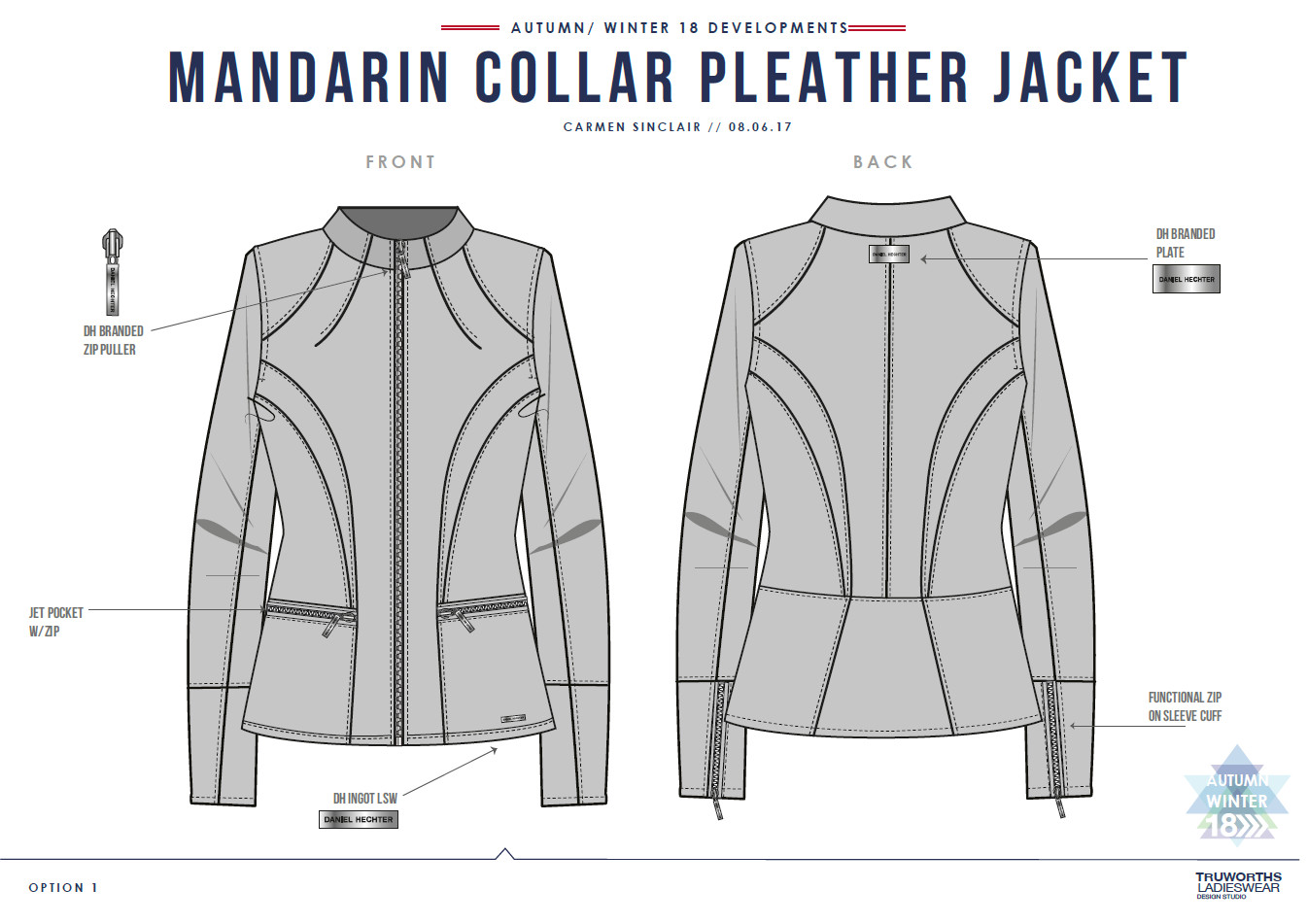 Black Ladies PU Jacket With Gunmetal Zip Through And Mandarin Collar TW76431