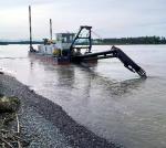 The blue color sand dredger has a designed hull length of 19 meters