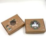 Customized CMYK Candy Biscuit Kraft Paper Gift Box Window Open For Christmas