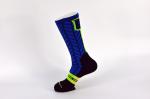 Blue / Black Elastane Athletic Basketball Socks With Anti Foul Breathbale
