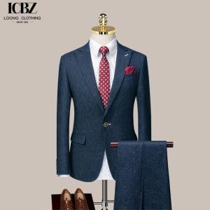 Wholesale Men's Three-Piece Tuxedo Style Suit Slim Fit British Business Small Suit in Wool/Silk from china suppliers