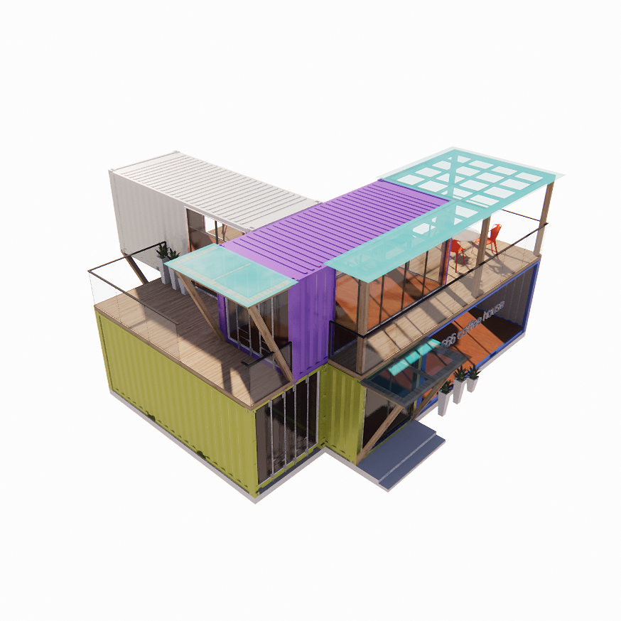 Easy Assembly and Disassembly 20ft/40ft Modular Prefab Storage Shipping Container Homes Bar with Aluminum Alloy Windows