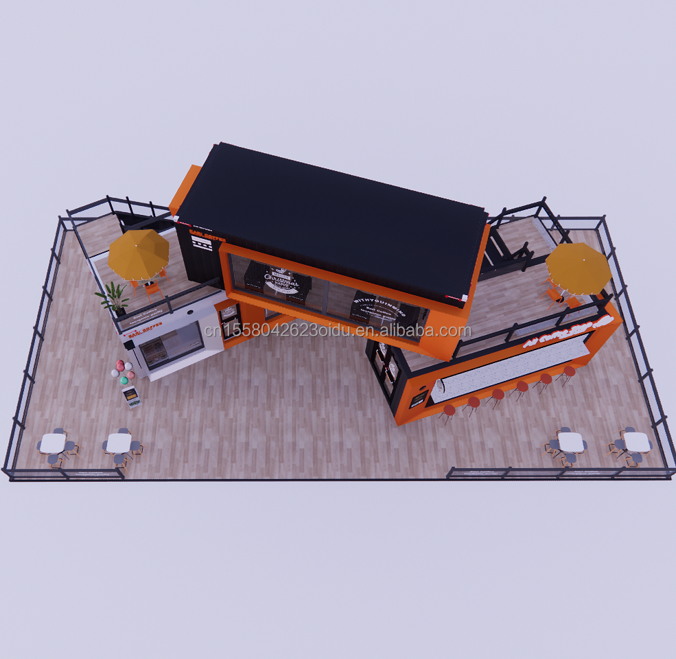 Modified Shipping Container Shop House Container Coffee Shop with Galvanized Steel Square Tubes