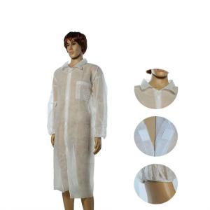 Wholesale Breathable Waterproof Non Woven Disposable Lab Coat In White / Blue from china suppliers