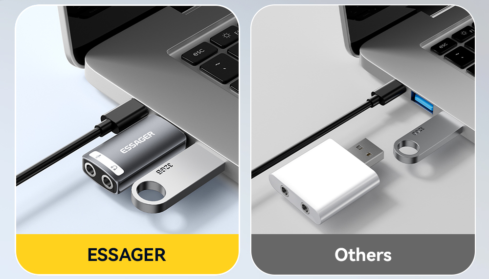 ESSAGER ES-OTG21 USB A To 3.5mm Aux Jack Audio Adapter Support Sound Card