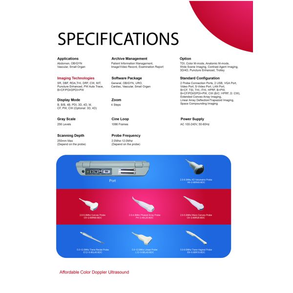 CONTEC CMS1700B Color Doppler Professional Diagnostic cardiology Ultrasonic Diagnostic System echocardiography machine p