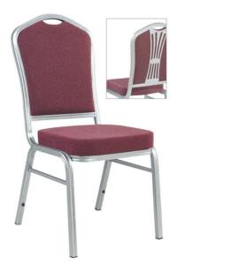 Wholesale stackable silver tube and purple fabric church chair with handle from china suppliers