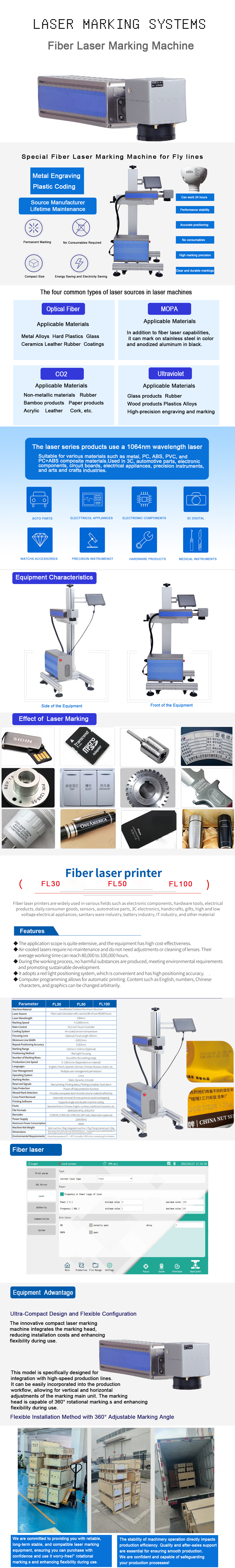 Energy Saving Fiber Laser Printing Machine Long Lasting Air Cooled Touchscreen