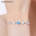 7.7in 0.15oz Sterling Silver Jewelry Bracelets SGS trendy Four Leaf Clover