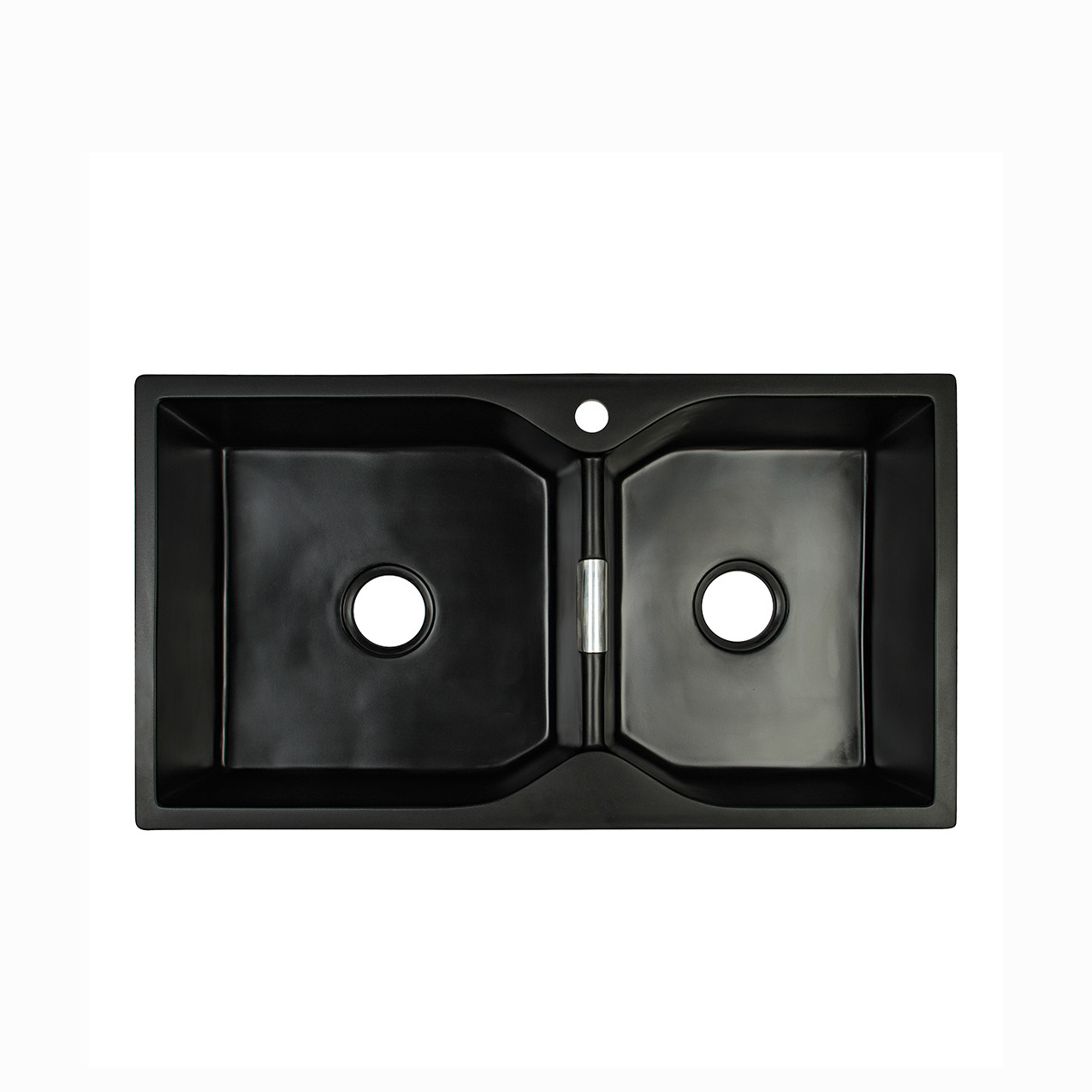 Hexagon Quartz Stone Kitchen Sink Double Basin Under The Black High Hardness