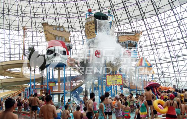 Fiberglass Aqua Playground Equipment, Big Water House For Family Fun Customs