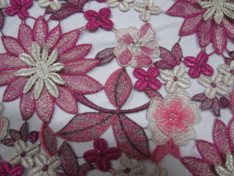 60cm Emulation Real Silks Chemical Lace Red/Green Color Water Soluble Embroidery Fashion fabric