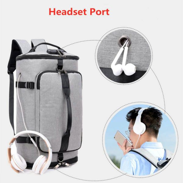Anti Theft Zipper Open Nylon Leisure Backpack With USB Charging Port
