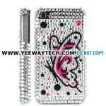 Butterfly Diamond Rhinestone Bling Hard Case for iPhone 4 iPhone 4S (Silver)