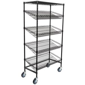 Wholesale 18&quot; Deep X 36&quot; Wide X 72&quot; High 5 Tier Slanted Wire Shelving Black Epoxy Surface Finish from china suppliers