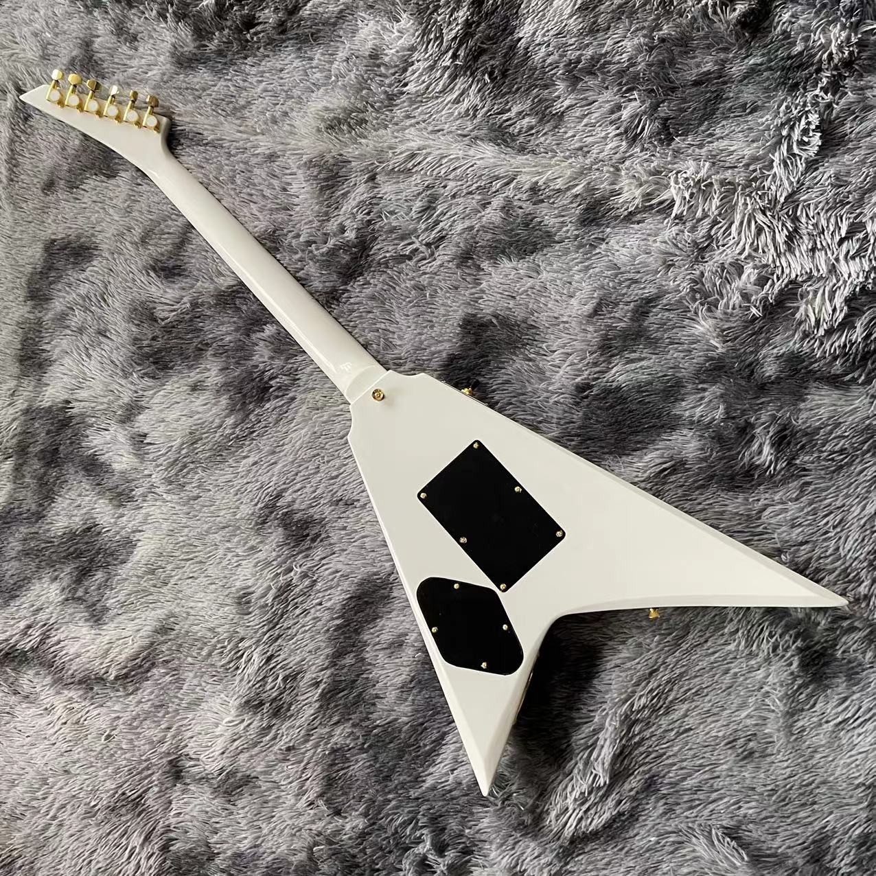 Custom Grand Jack electric guitar white color in black strips with gold hardware accept guitar OEM