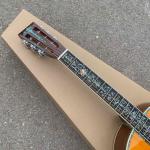 Yellow Painting Solid Spruce Top 39 Inch 000 Type Acoustic Guitar Abalone Ebony