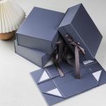 Recyclable Folding Carton Packaging Boxes With Magnetic Closure And Ribbon
