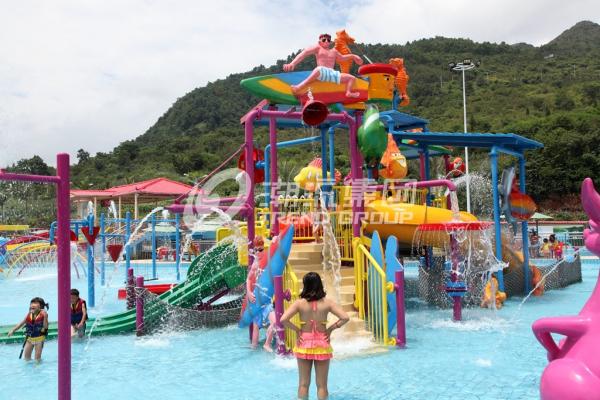 Fiberglass Kids' Water Playground inside water parks with water pump / Customized Water Slide