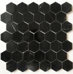 Hexagon Waterjet Marble Mosaic Floor Tiles in Black and White for Bathroom