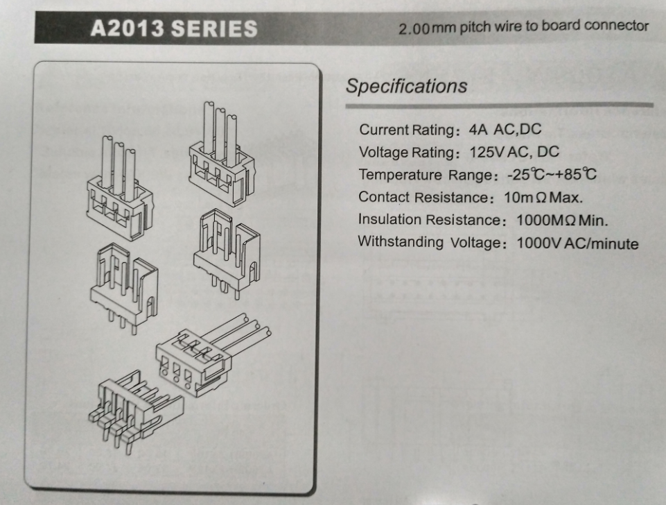 2 to 15 Pins for Amp 175778 Side Entry Type 2.0mm Pitch Wafer Connector for PCB Connectors