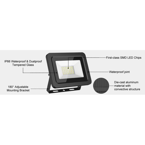 SMD Remote Control Outdoor Flood Light IP66 , 5000K 60w LED Flood Light