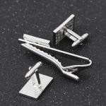 Men's Brass Metal Tie Clip And Cufflink Set With Black Enamel For Wedding Party