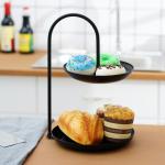 Anti Rust Double Tier 31cm Height Steel Fruit Basket