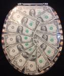 US COIN DESIGN polyresin toilet seat,REAL US DALLARS,with ZINC ALLOY HINGE,round