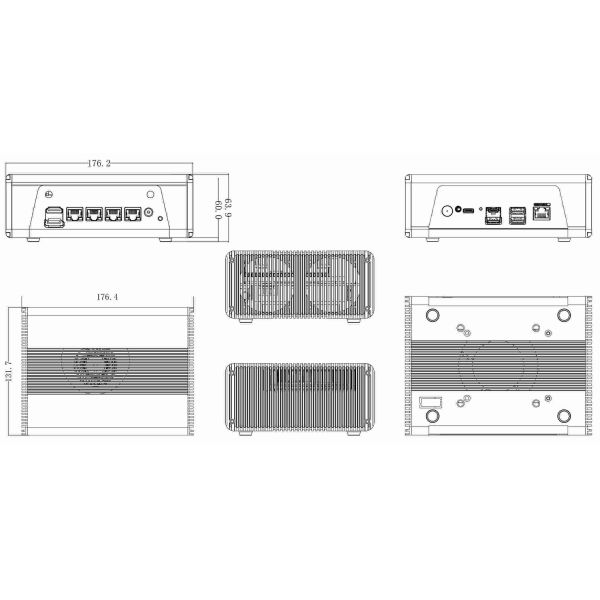 AI Firewall Desktop Mini PC AMD Radeon R7-7840 4 2.5Gbps UDE LAN 8K Wifi 6 EXSi