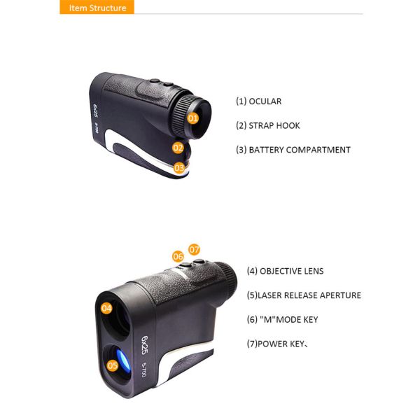 6x25 700m Hunting Golf Laser Distance Measuring Device For Man