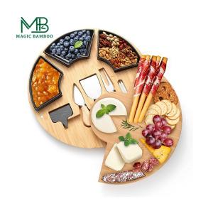 Wholesale CE Approved Bamboo Cheese Board Plate Charcuterie Platter with Utensils Set Knife Set from china suppliers