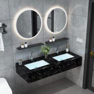 China Modern Wall Hung Cabinet , Marble Double Sink Bathroom Vanity on sale